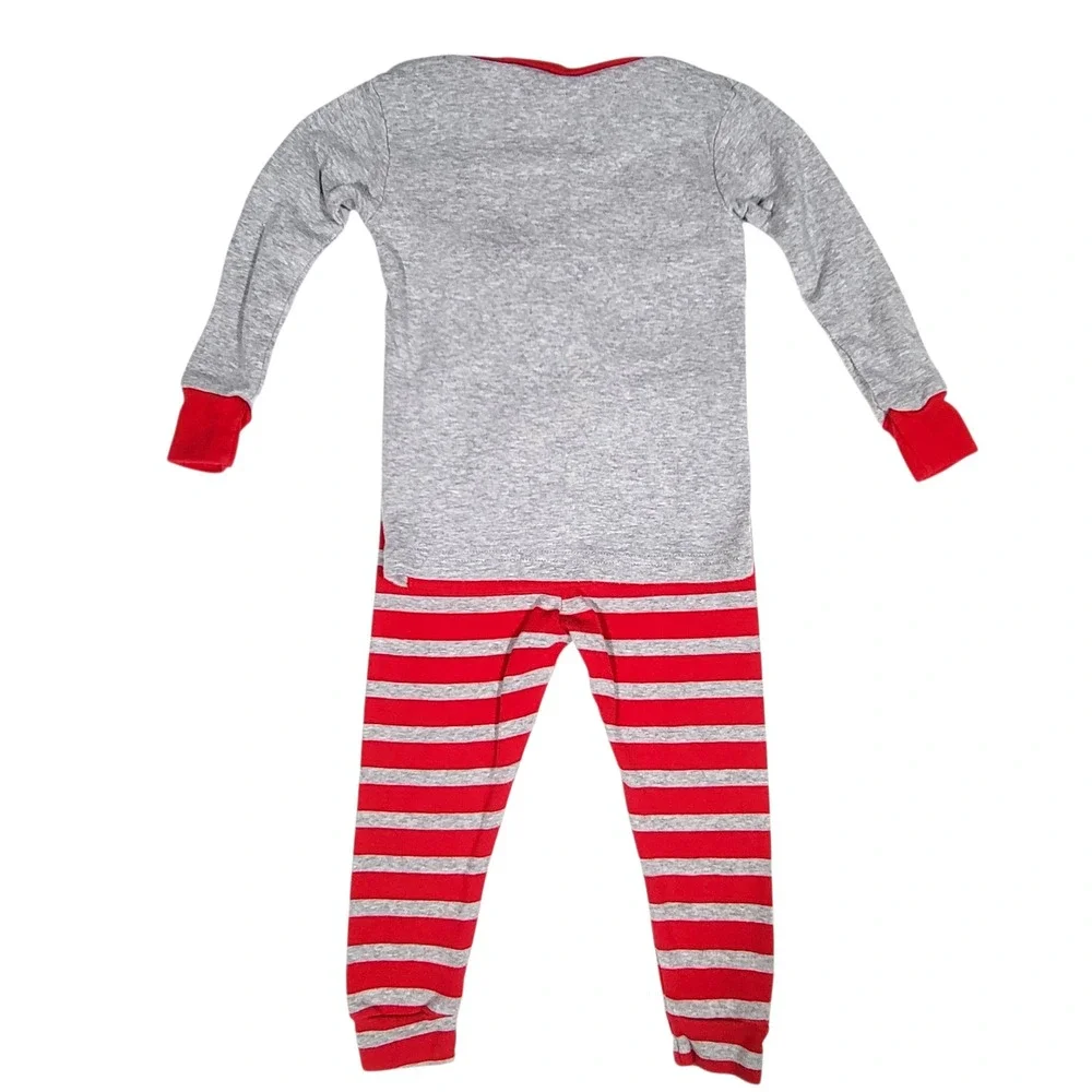 Carters Christmas 2 Pc Pajamas Boys Sz 18M Santa Claus Red Gray Striped‎ Holiday
